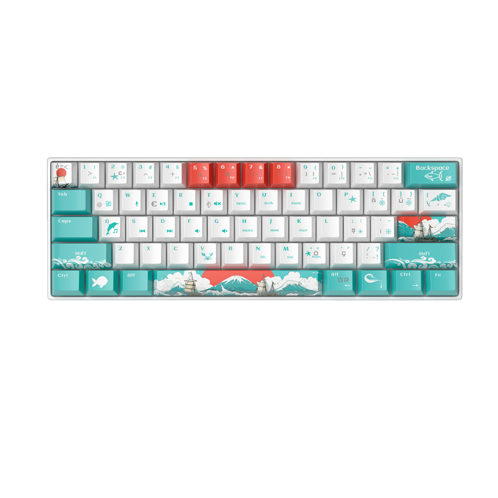 MageGee Star61 Waves %60 Hot-Swap Kablolu Mekanik Beyaz Gaming Klavye